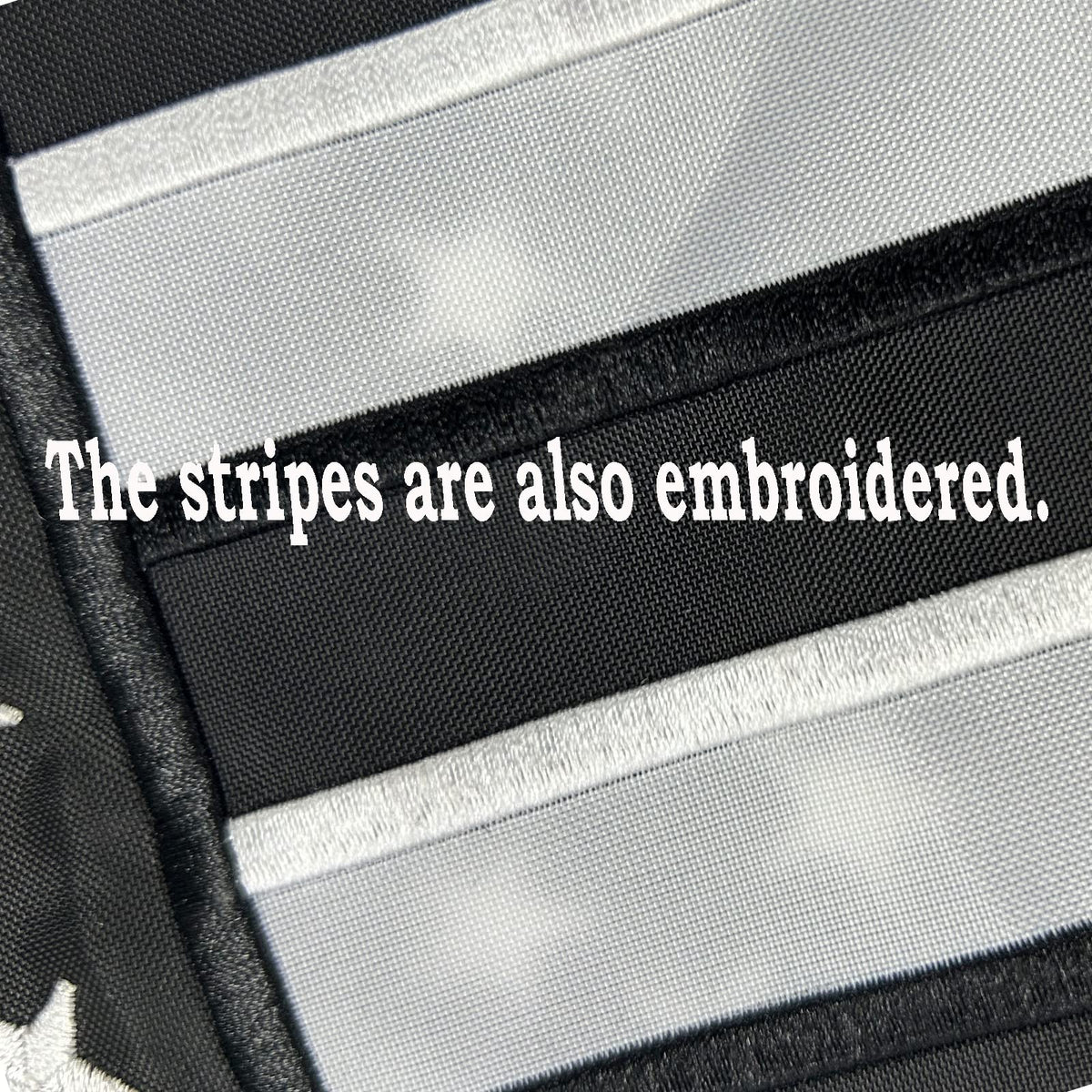 Bradford flag fabric is waterproof and fade-resistant for outdoor decor.