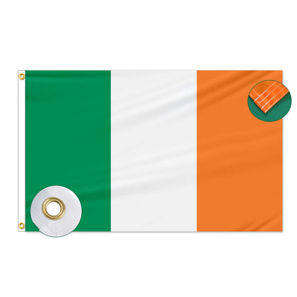 Bradford Irish Flag 12x18 outdoor double-sided fluttering on boats with durable grommets.