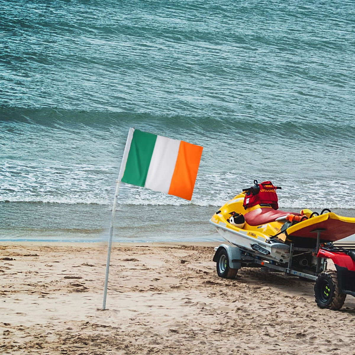 Bradford Irish Flag with brass grommets provides secure mounting on flagpoles and boats.