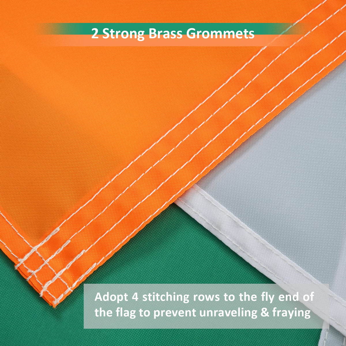 Bradford Irish Flag color-fadeproof finish keeps vivid colors through seasons.