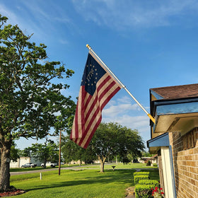 Bradford tea-stain appearance ideal for patriotic wall or porch decor.