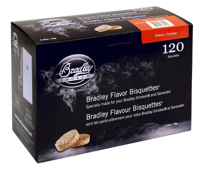 Bradley Smoker Cherry bisquettes pack for a mild, fruity flavor in chicken and cheese