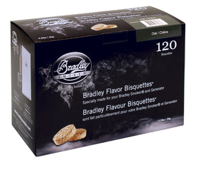 Bradley Smoker Oak Blend bisquettes 120-pack for clean, steady smoke flavor.