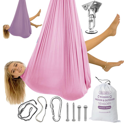 Bradoro double layer sensory swing cocoon for indoor and outdoor use, offering calm and focus.