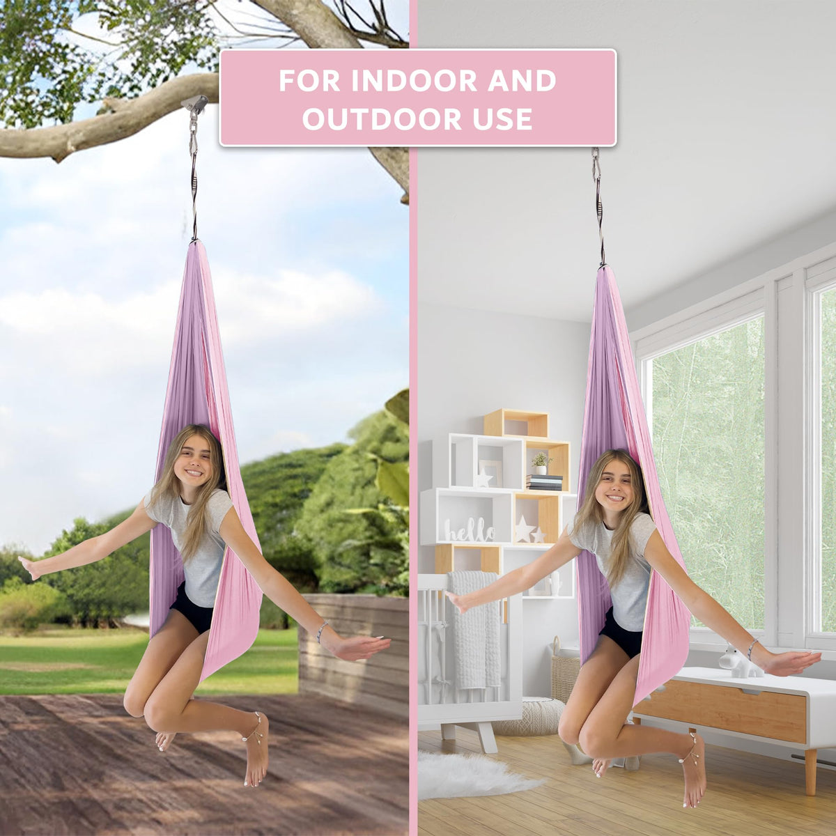Bradoro sensory swing portable design that fits small spaces and travels well.