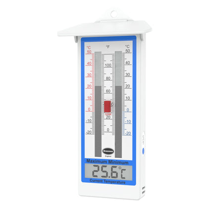 Brannan digital greenhouse thermometer wall-mounted for accurate indoor and outdoor monitoring.