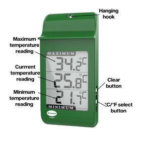 Brannan Digital Max Min thermometer includes battery for immediate setup