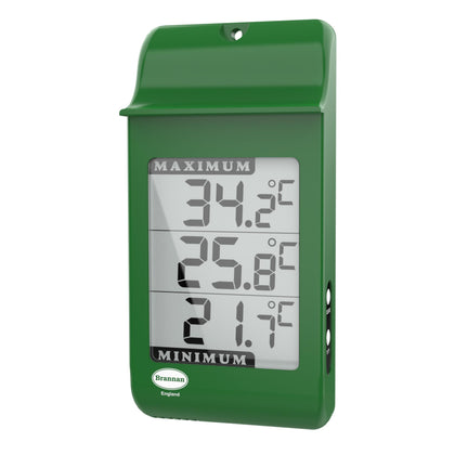 Brannan Digital Max Min thermometer front display shows current, max and min temperatures for quick checks