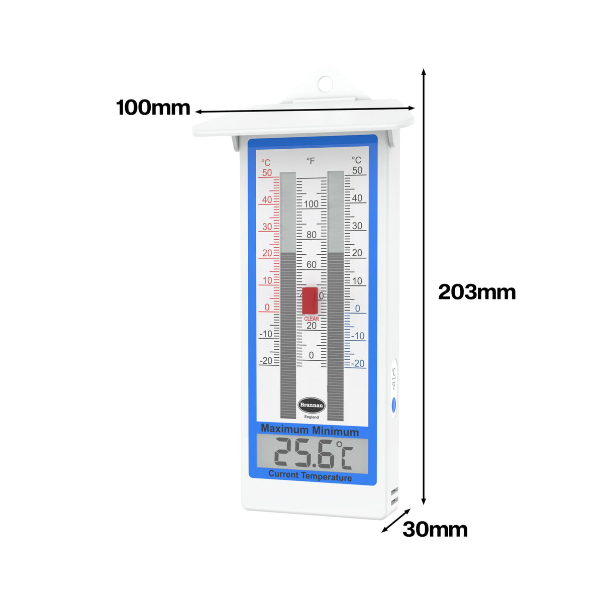Brannan indoor outdoor thermometer ideal for greenhouse and conservatory environments.