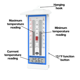 Brannan max min thermometer includes AAA battery for immediate setup.