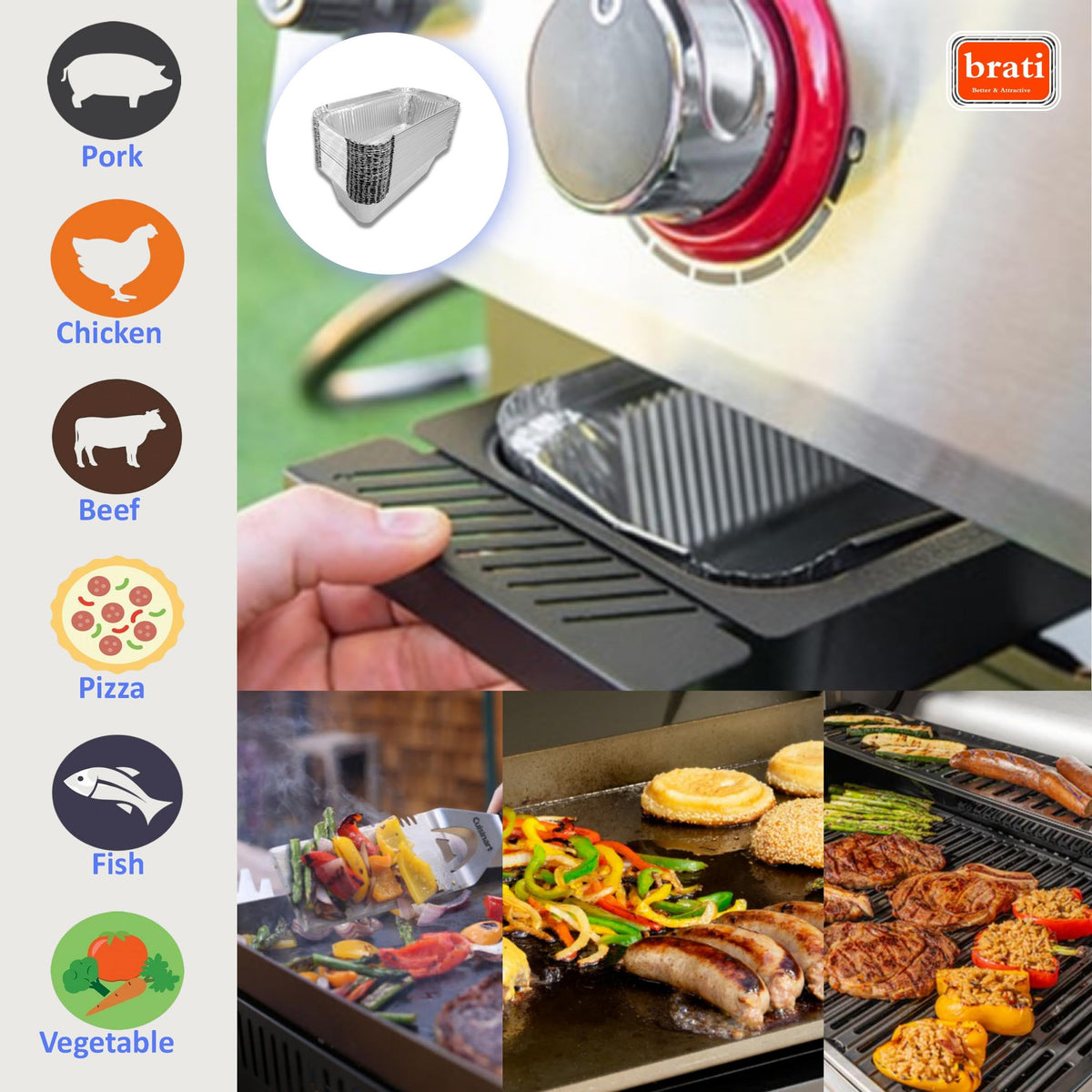 Brati aluminum foil liners close-up emphasizing lightweight design