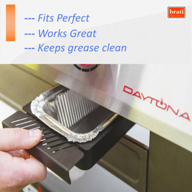 Brati grease liners in use demonstrating quick cleanup after cooking