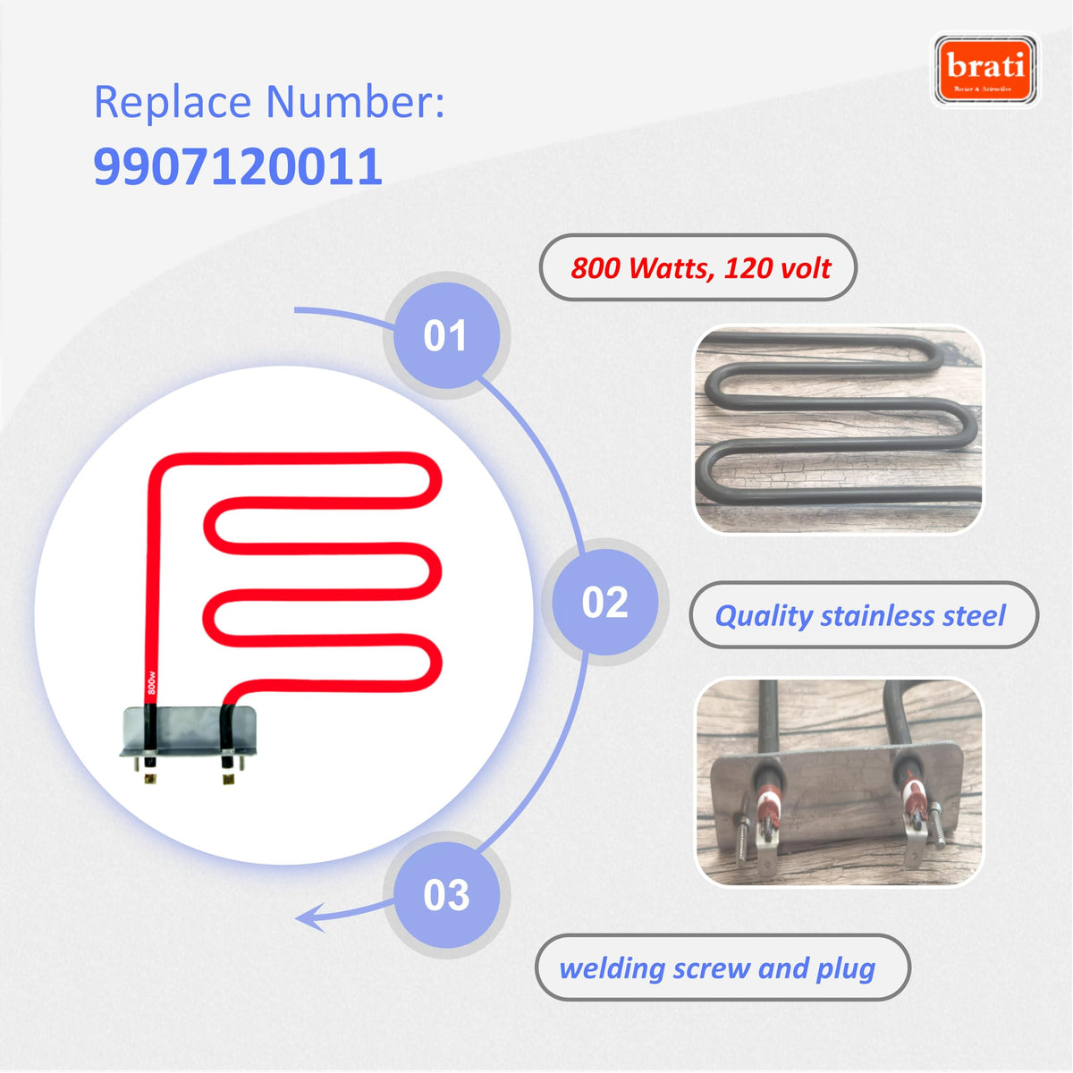 BRATI stainless steel heating element ensures durable performance for long smoking sessions