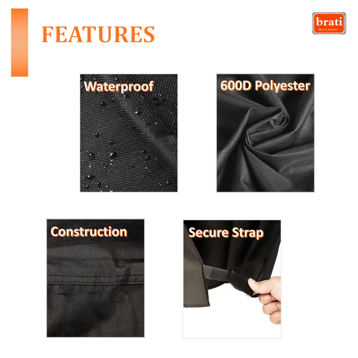 Brati weather-resistant grill cover shields Bronco from sun and snow