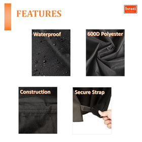 Brati weather-resistant grill cover shields Bronco from sun and snow