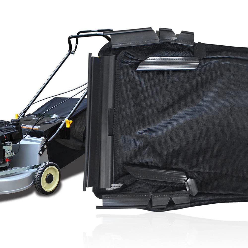 Braveboy bag installed on a Husqvarna mower for simple grass handling.