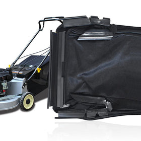 Braveboy bag installed on a Husqvarna mower for simple grass handling.
