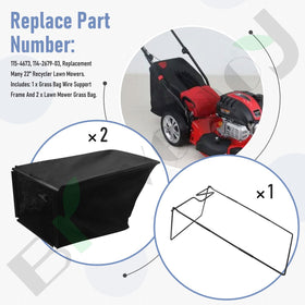 Installed Braveboy frame and bags on a Toro mower, collecting clippings beneath the deck.