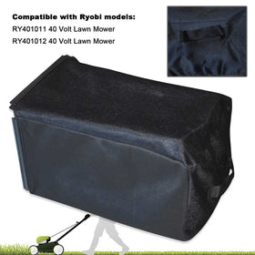 Braveboy grass catcher mower bag side view showing compatibility with Ryobi 40V models