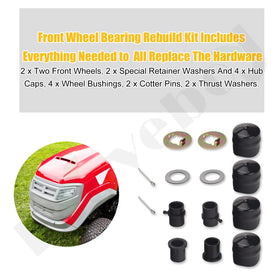 Braveboy packaged replacement kit front wheels ready for Craftsman and Cub Cadet use.