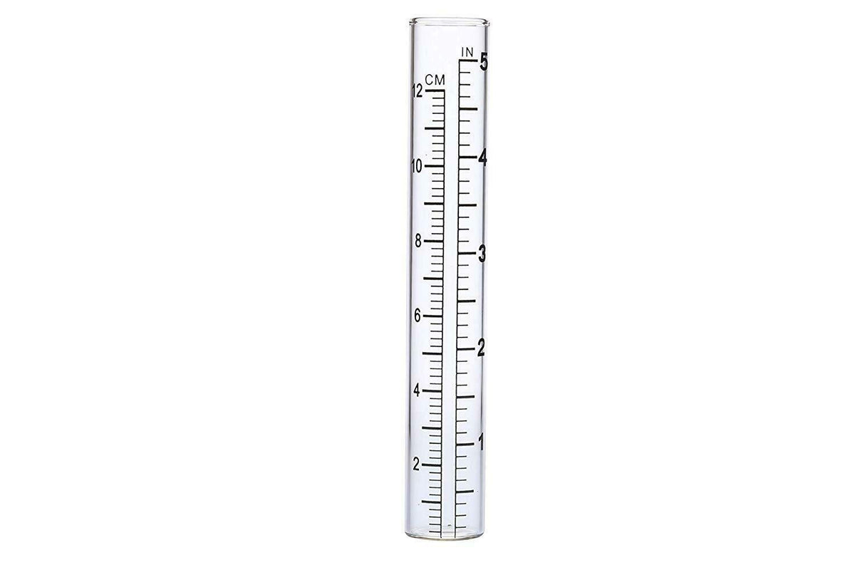 BRAVECOW outdoor measure glass tube for lawn watering and precipitation tracking.