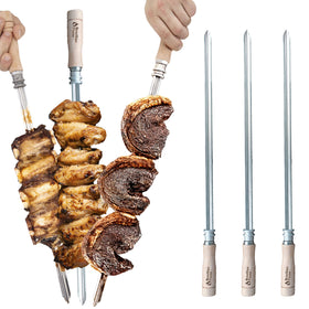 Brazilian Flame 3-single skewers with flat design stabilize meat during rotation