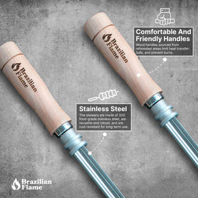Brazilian Flame easy-clean skewers for quick post-cook cleanup