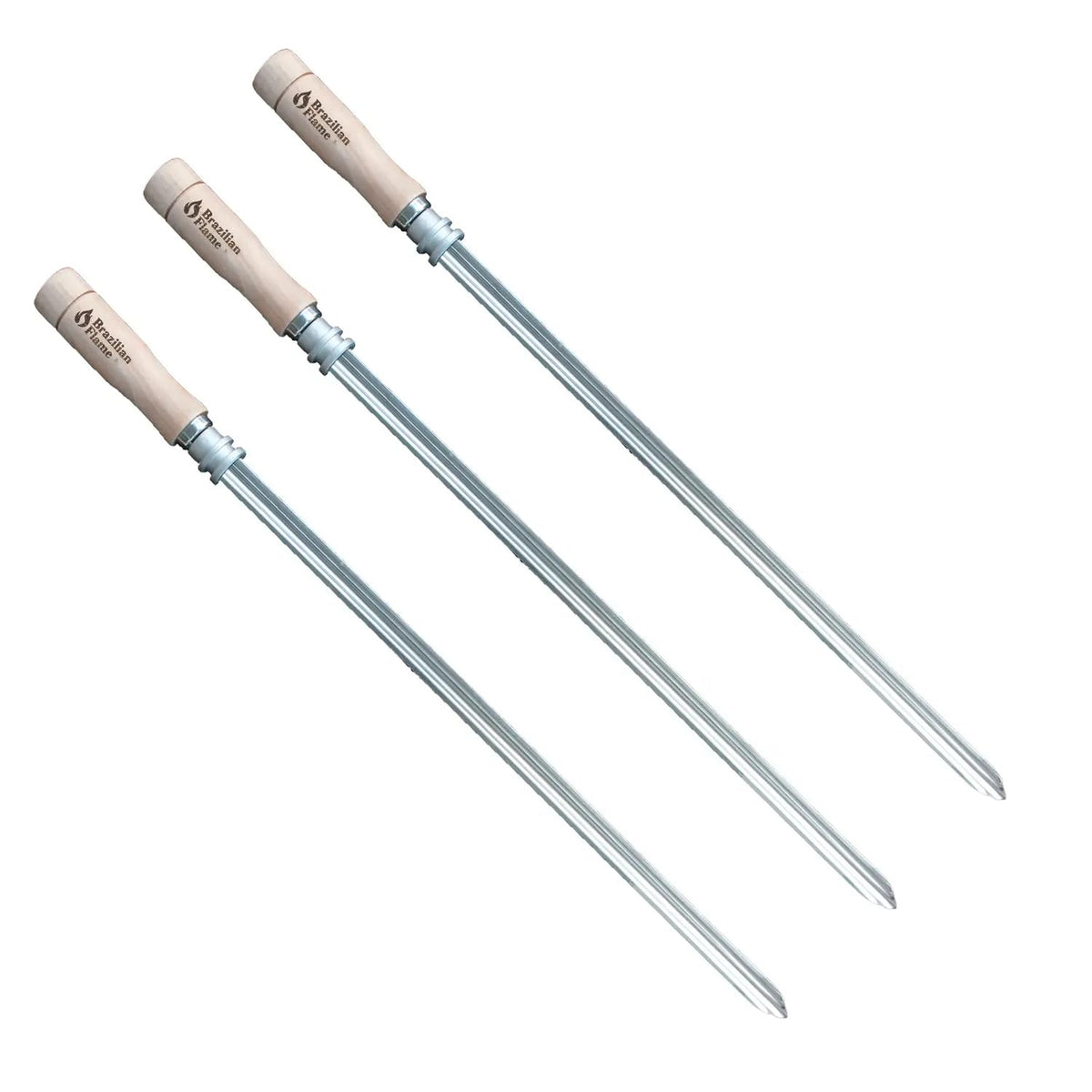 Brazilian Flame stainless steel kabob skewers ensure even heat distribution