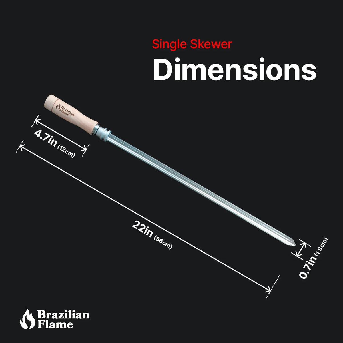 Brazilian Flame wood-handled skewers reduce heat transfer for safety