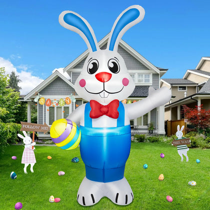 BRDJade 6 ft Easter bunny inflatable for festive front yard decor and photo moments