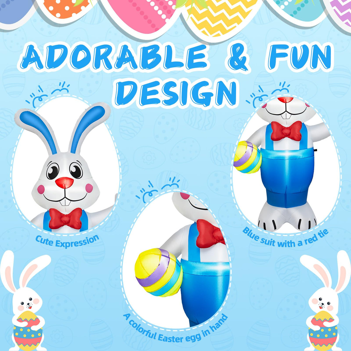 BRDJade quick setup inflatable bunny with easy inflate deflate