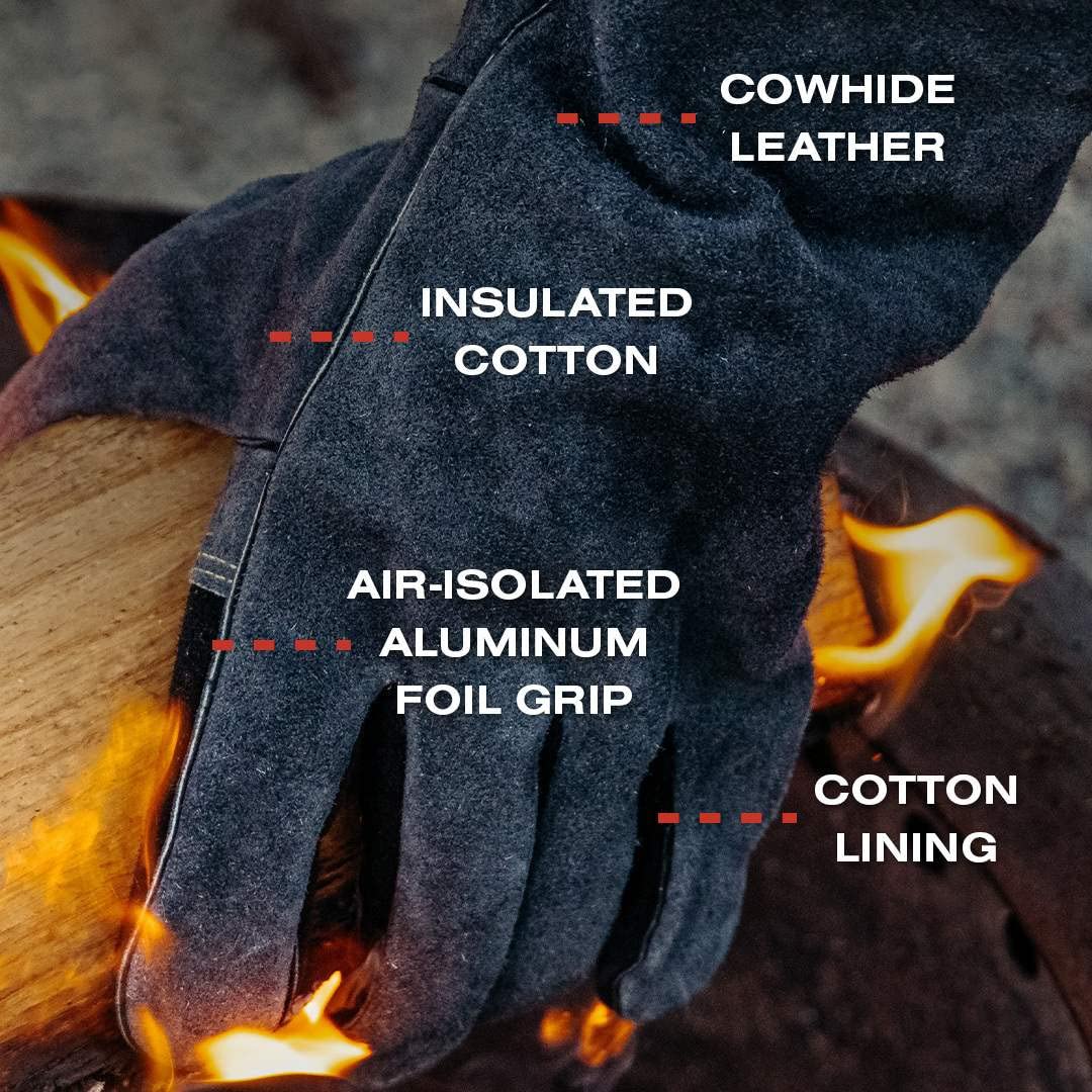 Breeo Fire Pit Gloves care note: do not wash the leather.