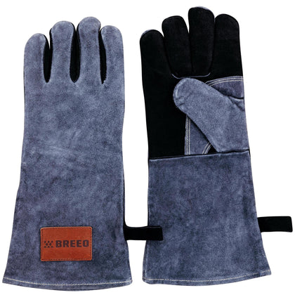Breeo Fire Pit Gloves, leather pair for safe log handling and tool adjustments.