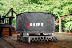 Breeo X Series 24-inch round fire pit cover close-up of marine-grade fabric