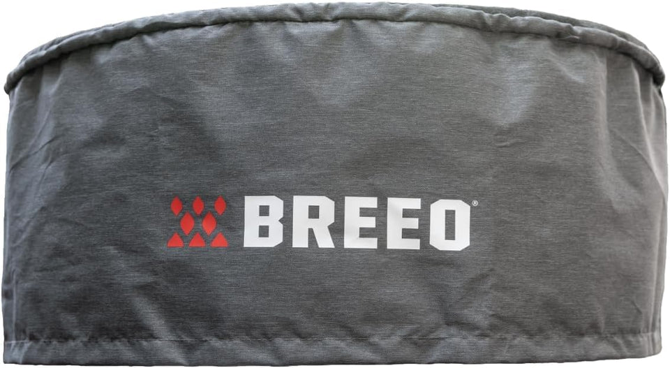 Breeo X Series 24-inch round fire pit cover front view with rain protection