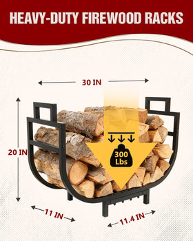 Breeze Touch firewood rack handles closeup emphasizes reinforced dual handles for easy transport
