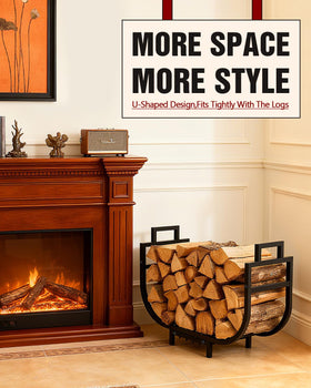 Breeze Touch firewood rack raised base keeps logs dry and ventilated