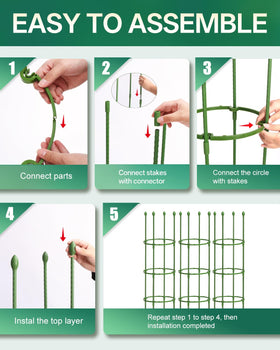 Breeze Touch easy-install tomato cage for pots with tool-free assembly.