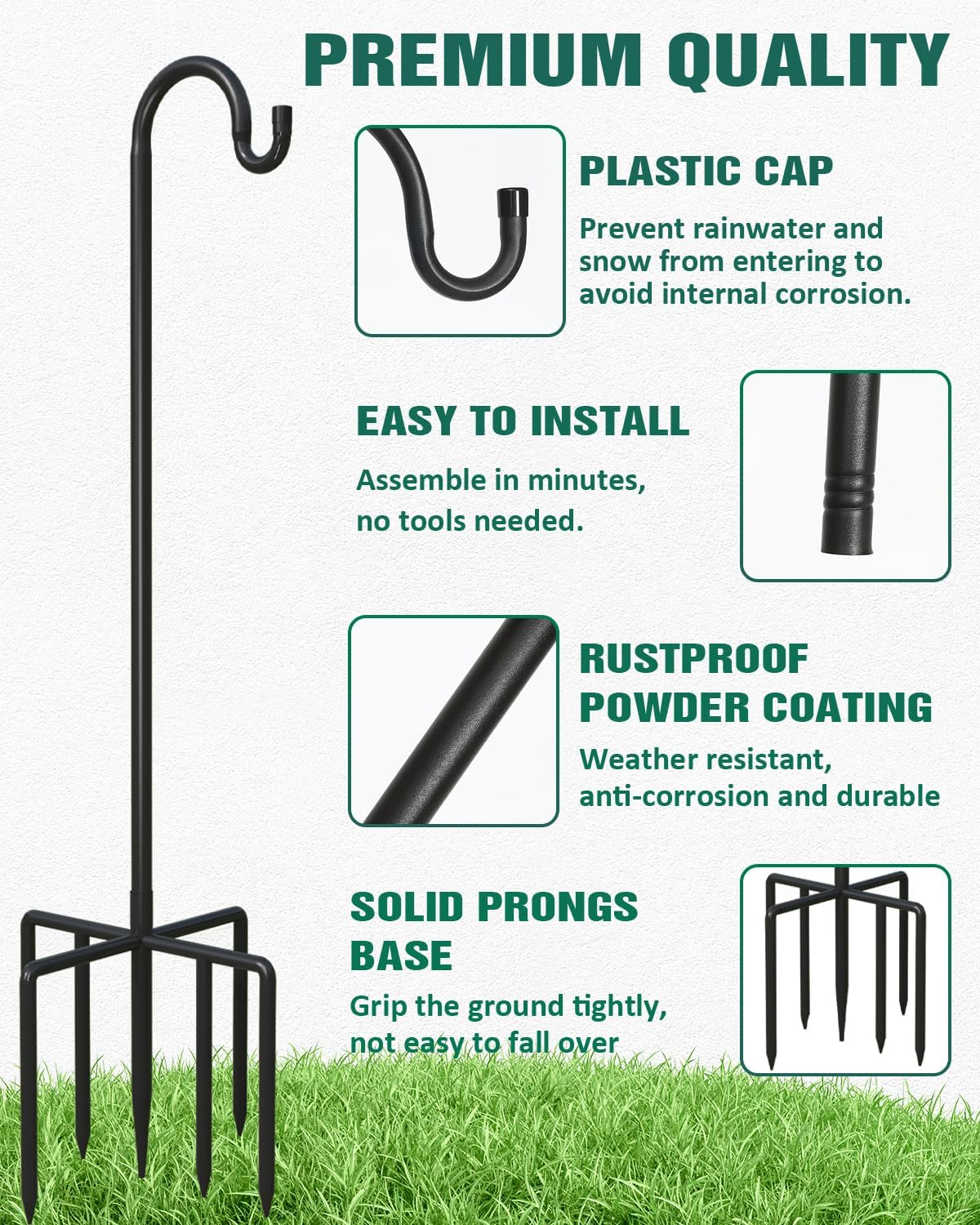 Breeze Touch 7-prong base provides extra stability in wind.