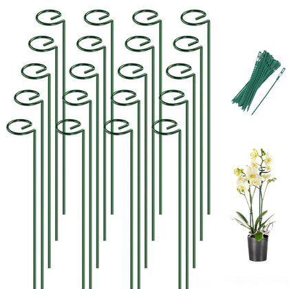Breeze Touch 16-inch plant stake in soil supporting a tomato seedling.