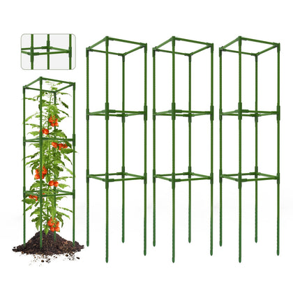 Breeze Touch tomato cage assembly shows quick, tool-free setup for stable garden support.