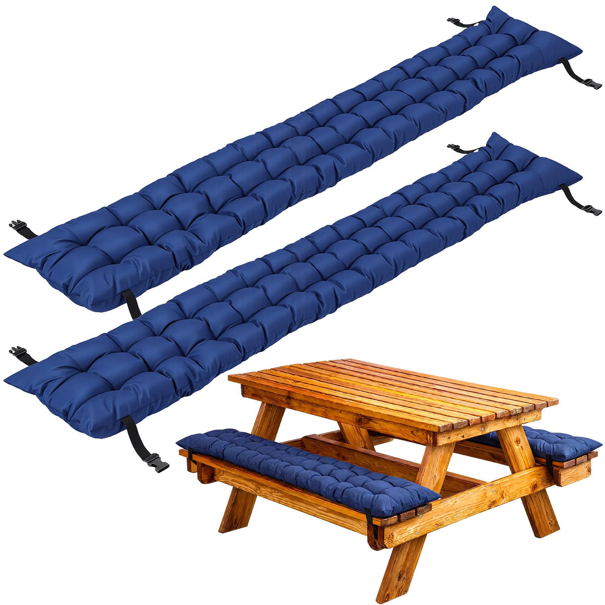 BreezeHug 2pc picnic bench cushions folding design for easy transport.