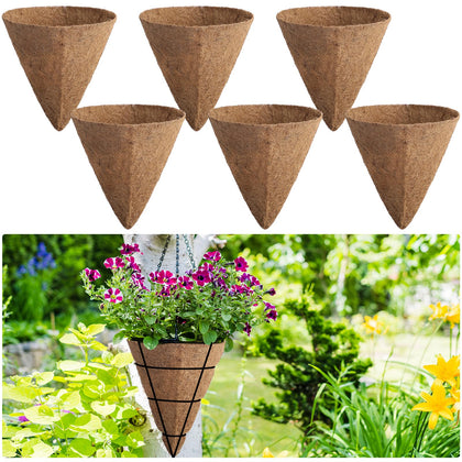 BreezeHug 12-inch brown coconut fiber cone liner for durable hanging baskets.