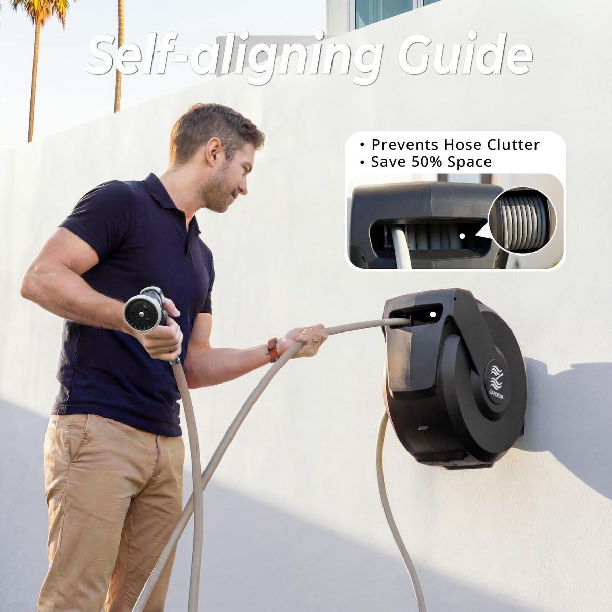 BreezeReel 180-degree swivel enables seamless maneuvering around furniture.