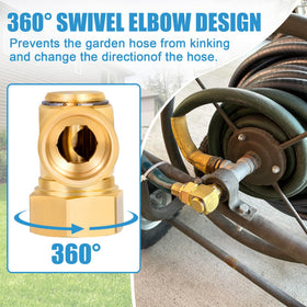 Breezliy 2-pack brass hose swivel elbows ensure secure connections.