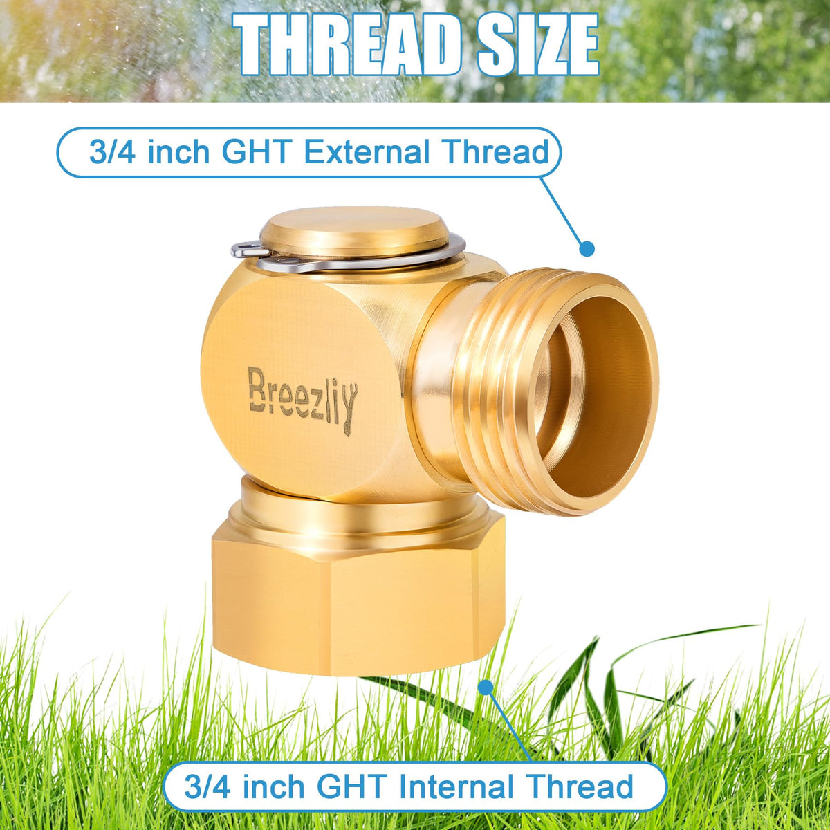 Breezliy brass swivel elbow designed for tool-free installation.