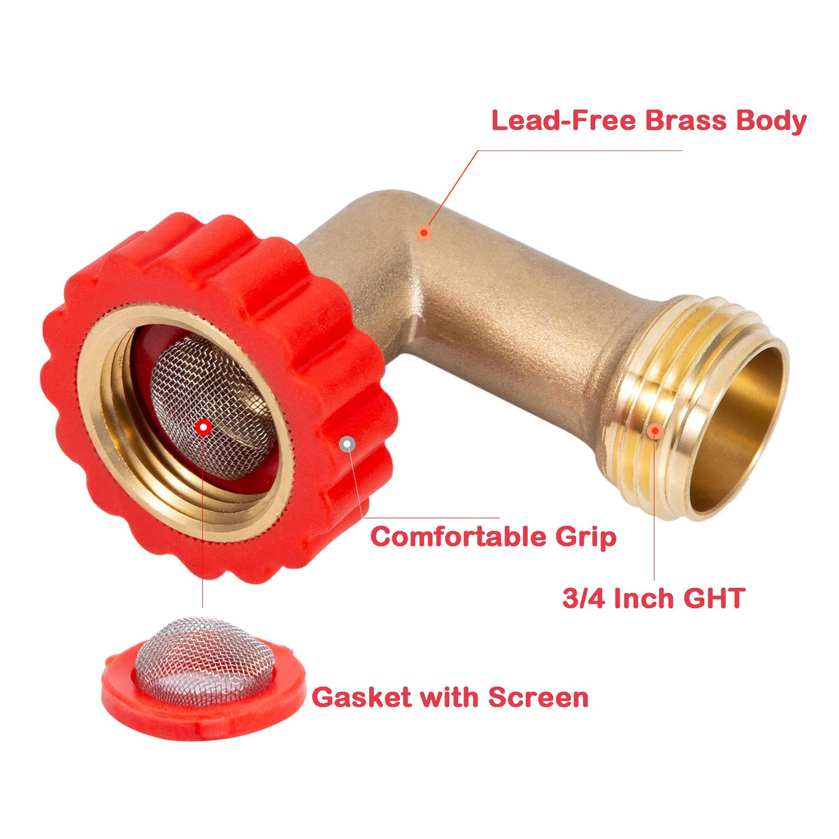 Breezliy lead-free brass elbow with filter for cleaner water flow