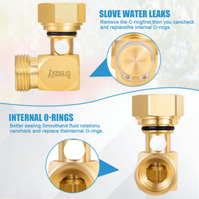 Breezliy brass elbow replacement part to protect hoses from kinking.