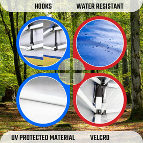 Breezy and Company elastic straps ensure secure attachment to frames in wind.