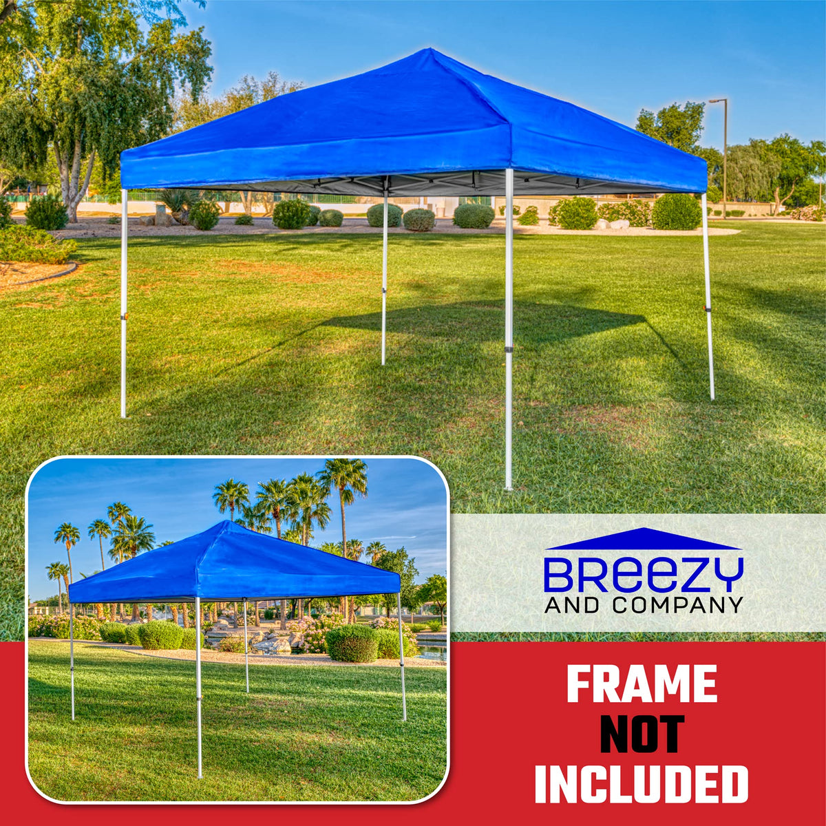 Breezy and Company 120 UV canopy top shields equipment from sun during set-up.